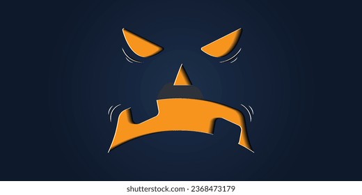 Simple halloween pumpkin expressions in paper cut style for poster or brochure.