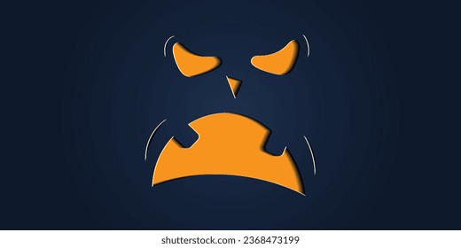 Simple halloween pumpkin expressions in paper cut style for poster or brochure.