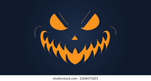 Simple halloween pumpkin expressions in paper cut style for poster or brochure.