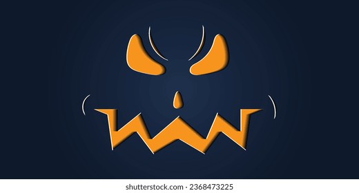 Simple halloween pumpkin expressions in paper cut style for poster or brochure.