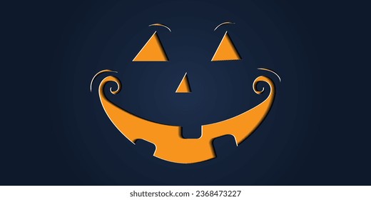 Simple halloween pumpkin expressions in paper cut style for poster or brochure.