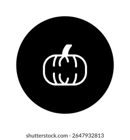 Simple Halloween pumpkin icon illustration on a black circle background for website banners or social media stories