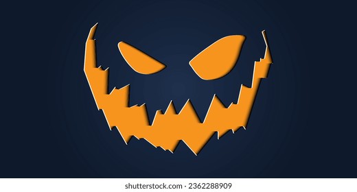 Simple halloween pumpkin smile expressions in paper cut style for poster or brochure.