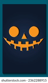 Simple halloween pumpkin smile expressions in paper cut style for poster or brochure.