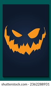 Simple halloween pumpkin smile expressions in paper cut style for poster or brochure.