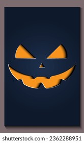 Simple halloween pumpkin smile expressions in paper cut style for poster or brochure.