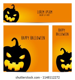 simple halloween pumpkin vector, halloween theme set for header, web, background, banner and potrait banner etc