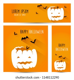 simple halloween pumpkin vector, halloween theme set for header, web, background, banner and potrait banner etc