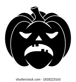 Simple Halloween scary pumpkin with funny face in flat style