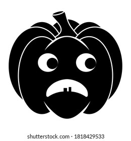 Simple Halloween scary pumpkin with funny face in flat style