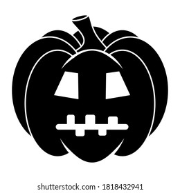 Simple Halloween scary pumpkin with funny face in flat style