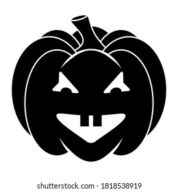 Simple Halloween scary pumpkin with funny face in flat style