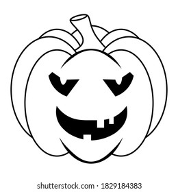 Simple Halloween scary pumpkin with funny face in flat style