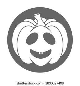 Simple Halloween scary pumpkin with funny face in flat style