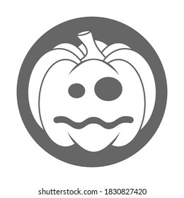 Simple Halloween scary pumpkin with funny face in flat style