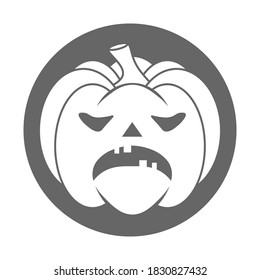 Simple Halloween scary pumpkin with funny face in flat style