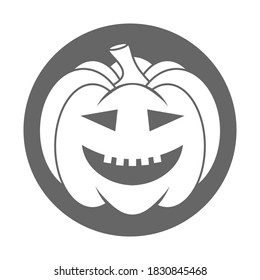Simple Halloween scary pumpkin with funny face in flat style