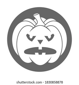 Simple Halloween scary pumpkin with funny face in flat style