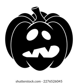 Simple Halloween scary pumpkin with funny face in flat style