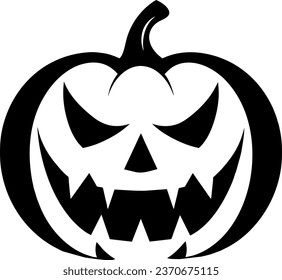 Simple Halloween scary pumpkin with funny face in flat style