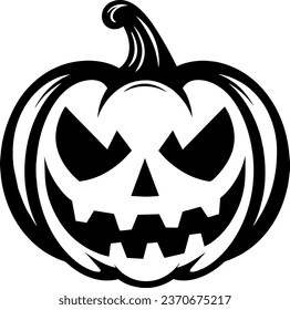 Simple Halloween scary pumpkin with funny face in flat style