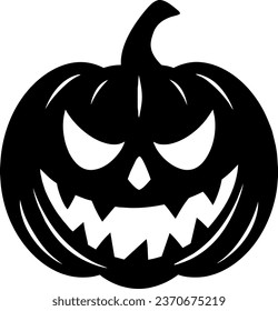 Simple Halloween scary pumpkin with funny face in flat style