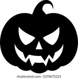 Simple Halloween scary pumpkin with funny face in flat style