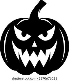 Simple Halloween scary pumpkin with funny face in flat style