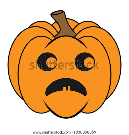 Simple Halloween scary pumpkin with funny face in flat style