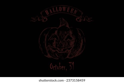 Simple Halloween template with pumpkin in the middle
