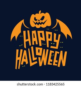 Simple halloween typography vector with jack o lantern illustration