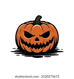 Vector de calabaza aterrador de Hallowen simple con fondo blanco