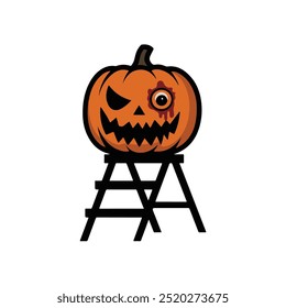 Vector de calabaza aterrador de Hallowen simple con fondo blanco