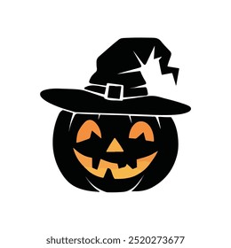 Vector de calabaza aterrador de Hallowen simple con fondo blanco