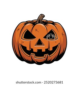 Vector de calabaza aterrador de Hallowen simple con fondo blanco