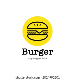 Simple Hamburger burger logo with line style icon