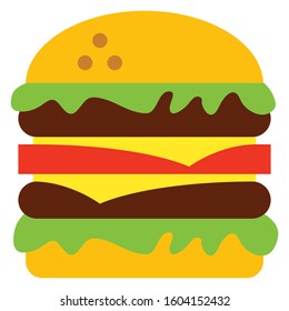 Simple hamburger icon with arrangement of meat and vegetables - Vector