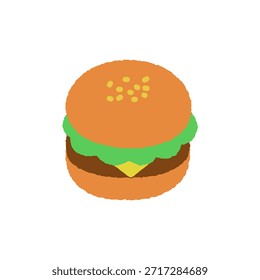 Una simple hamburguesa con verduras, queso y carne