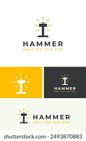 Simple Hammer Builder Light Logo Design Branding Template