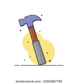 Icono de equipamiento simple de martillo aislado por color blanco