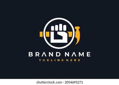 simple hammer hand fist logo