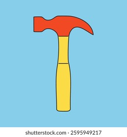 Simple hammer illustration isoalted in blue background