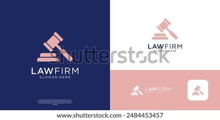 Simple hammer law firm logo icon. Justice symbol logo design vector illustration.