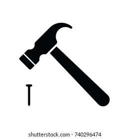 A simple hammer and nail icon in vector format.