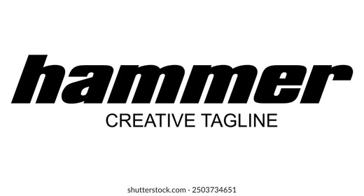 Simple HAMMER text logo, black color design, free icon.