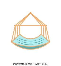 Simple hammock flat icon isolated on white background. Relax fun. Indoor swing. Sun bathing. Vector illustration for web design.