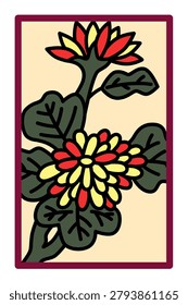 A simple Hanafuda card featuring chrysanthemums and dregs.