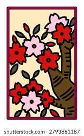 Simple Hanafuda cards featuring cherry blossoms and dregs.