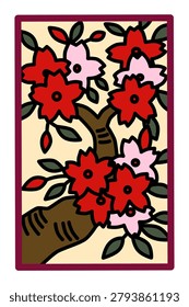 Simple Hanafuda cards featuring cherry blossoms and dregs.