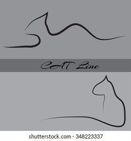 simple hand contour lines of the cat
